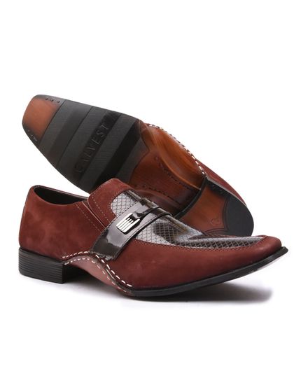 Sapato Social Masculino Calvest em Couro Bordo-1930F026 - 1930F026-BORDO - Zero Mania