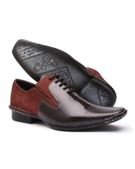 Sapato Social Masculino Calvest em Couro Bordo de amarrar -1750F025 - 1750F025-BORDO - Zero Mania