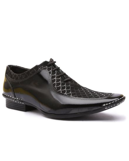 Sapato Social Masculino Calvest em Couro Preto de amarrar-1750F021 - 1750F021-PRETO - Zero Mania