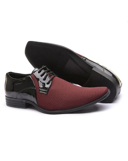 Sapato Social Masculino Calvest com Textura TMD de amarrar - 2320D450 Bordo - 2320D450 Bordo - Zero Mania