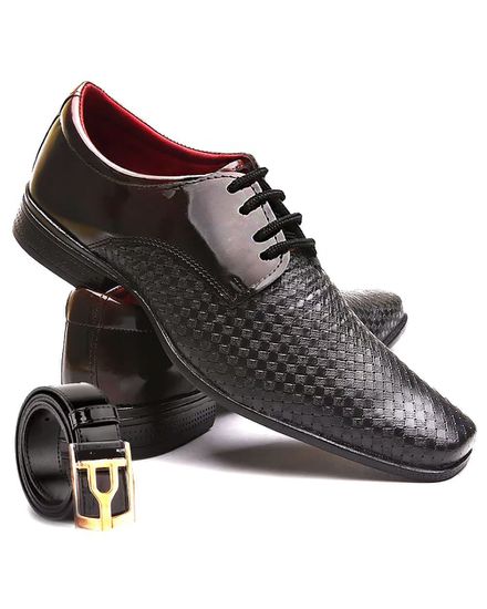 Kit Sapato Social de Amarrar em Verniz + Cinto Pierutti 821 - 821 - Zero Mania