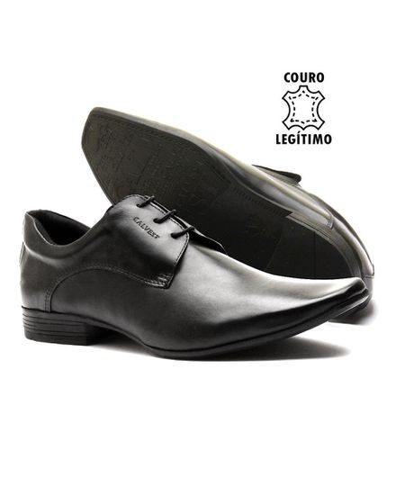 Sapato Social Masculino Calvest em Couro Preto Estilo Italiano de Amarrar - 1100D762 - 1100D762-PTO - Zero Mania