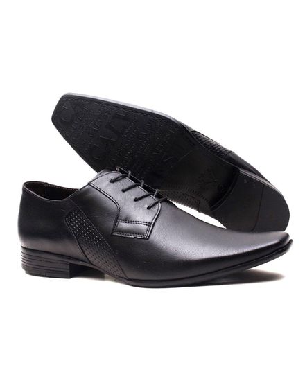 Sapato Social Calvest em Couro Carneiro de amarrar -1100D347-PTO - 1100D347-PTO - Zero Mania