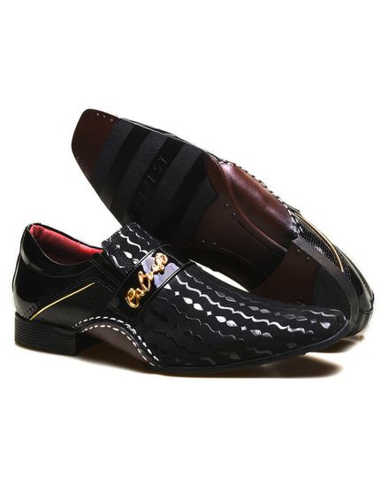 Sapato Social Masculino em Couro Detalhes em Verniz Calvest - 1930D538 Preto - 1930D538-PTO - Zero Mania