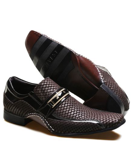 Sapato Social Masculino Calvest em Couro Snake Café 1930C229 - 1930C229NWSCAFE - Zero Mania