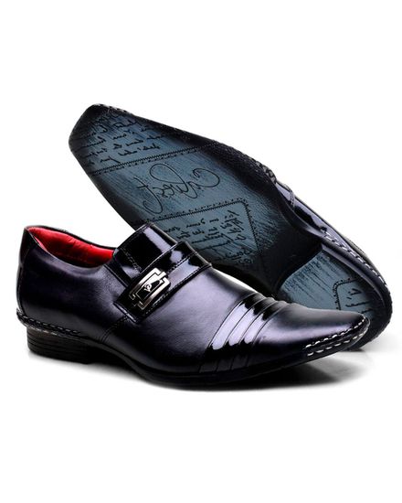 Sapato Social Masculino Calvest em Couro Verniz Preto com Costura Manual - 1750B475A - 1750B475A - Zero Mania