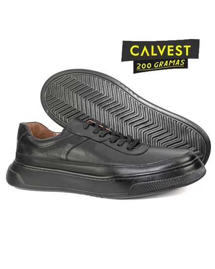Sapatênis Masculino 200 gramas em Couro Carneiro 84F223 preto - 84F223-PRETO - Zero Mania