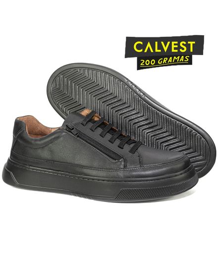 Sapatênis Masculino 200 gramas em Couro Carneiro 84F224 preto - 84F224-PRETO - Zero Mania