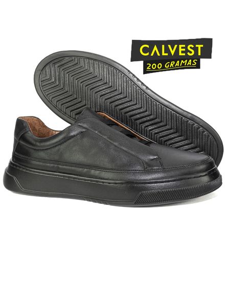 Sapatênis Masculino 200 gramas em Couro Carneiro 84F225 preto - 84F225-PRETO - Zero Mania
