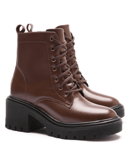 BOTA FEMININA COTURNO EM COURO TRATORADA 40F125-CAFE - 40F125-CAFE - Zero Mania