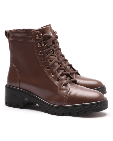 BOTA FEMININA COTURNO EM COURO TRATORADA 40F120-CAFE - 40F120-CAFE - Zero Mania