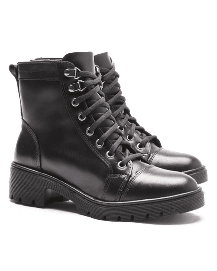 BOTA FEMININA COTURNO EM COURO TRATORADA 40F120-PRETO - 40F120-PRETO - Zero Mania