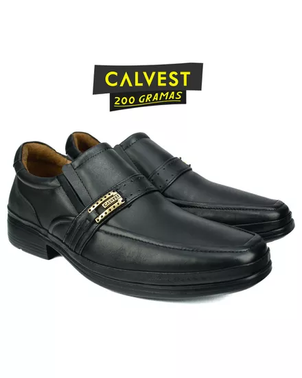 Sapato Masculino Calvest 200 gramas em Couro Carneiro 82F208 PRETO