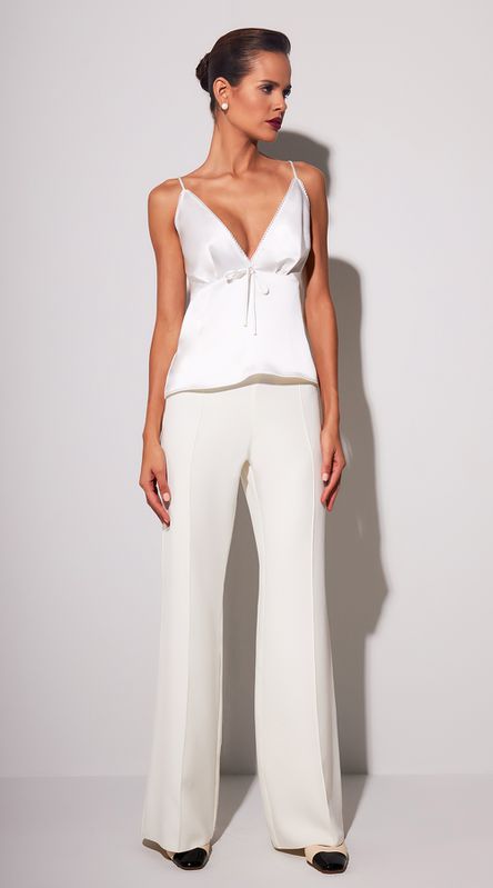 Calça Cintura Alta Virna Off White - LENITA