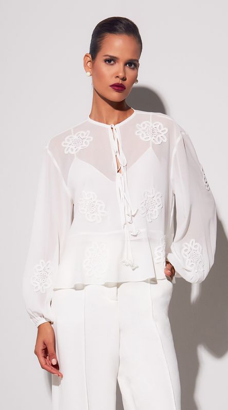 Blusa Manga Longa Isla Off White - LENITA