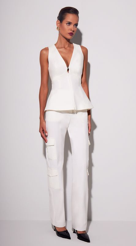 Calça Cargo Annie Off White - LENITA