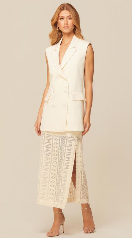 Saia Midi em Renda Off - LENITA