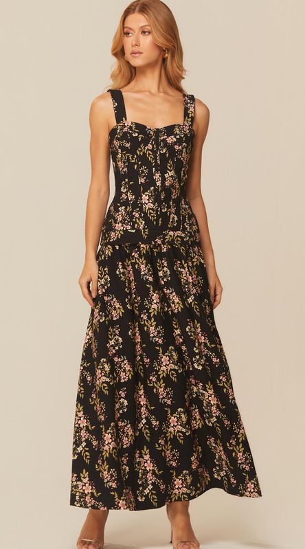 Vestido Midi com Corpo Alongado Preto - LENITA