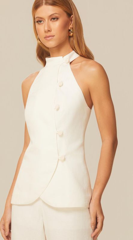 Blusa com Transpasse em Linho Off - LENITA