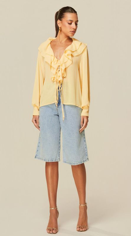 Bermuda Jeans Claro Cintura Alta - LENITA