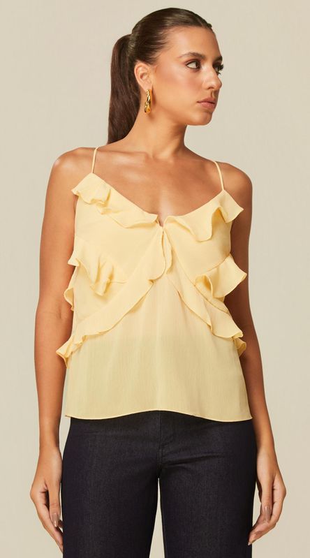Blusa com Babados Amarelo - LENITA