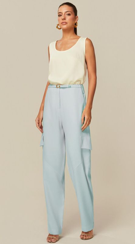 Calça Cargo em Alfaiataria Azul Claro - LENITA