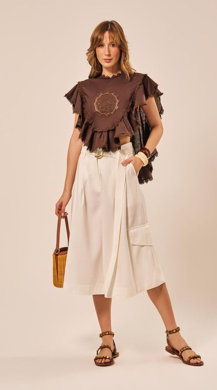 Bermuda midi Cintura Alta Off - LENITA