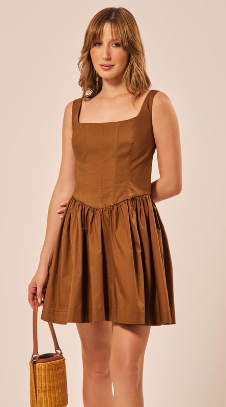 Vestido Curto Corselet Castanho Escuro - LENITA