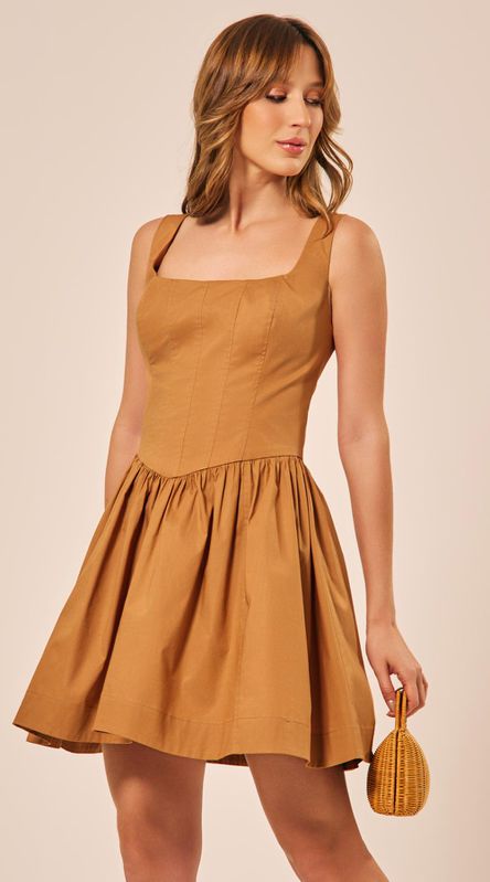 Vestido Curto Corselet Castanho - LENITA