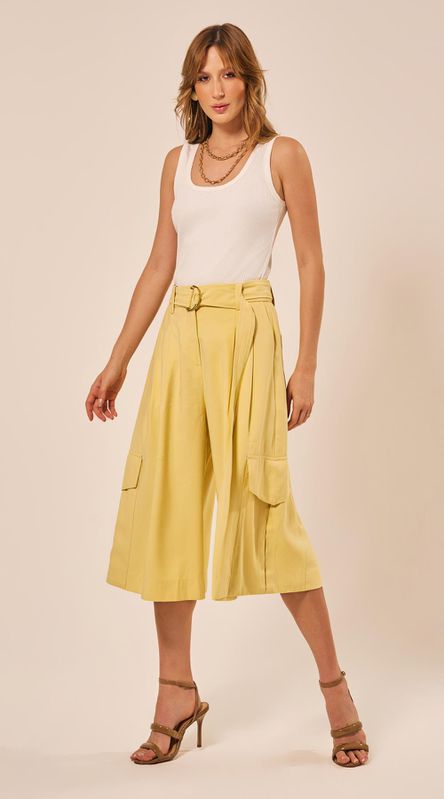 Bermuda Midi Cintura Alta Amarelo - LENITA