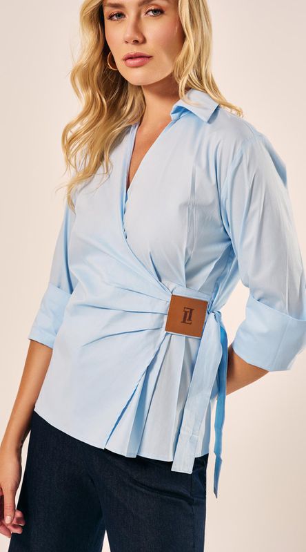 Camisa Manga 3/4 Azul Claro - LENITA