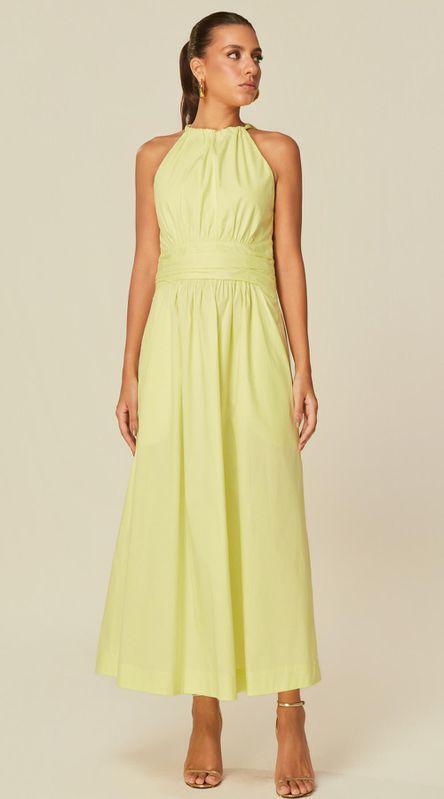 Vestido Midi Drapeado Amarelo - LENITA