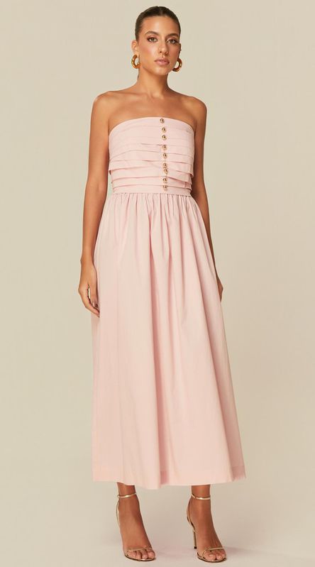 Vestido Midi sem Mangas Rosa Claro - LENITA