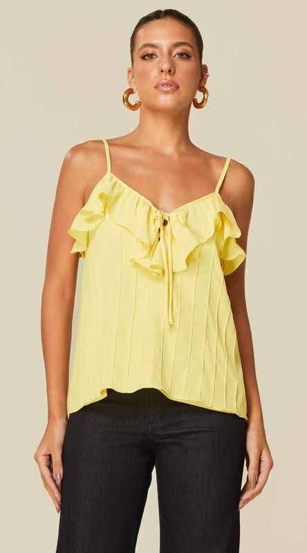Blusa de Alças com Nervuras Amarelo - LENITA