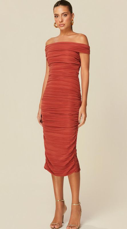 Vestido Midi em Malha Terracota - LENITA