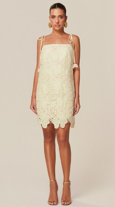 Vestido Curto em Renda Floral Off - LENITA