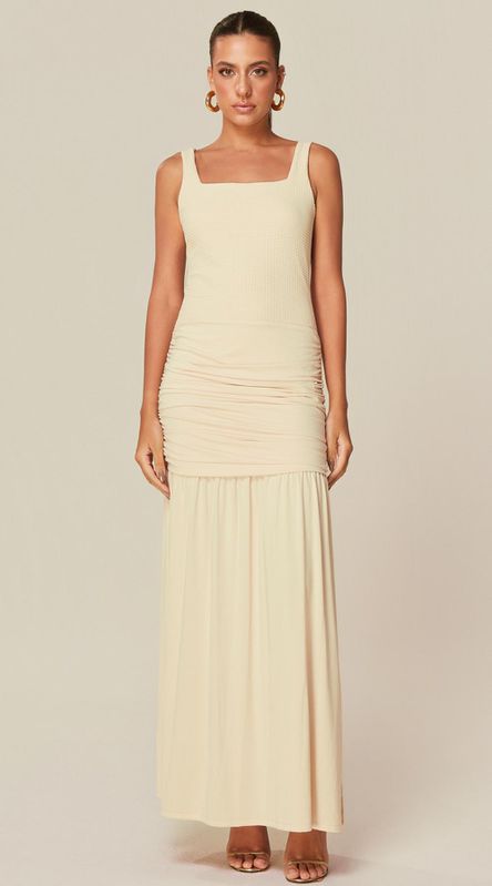 Vestido Longo em Malha com Textura Off - LENITA