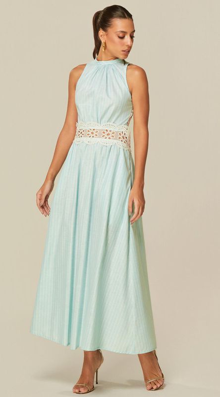Vestido Midi com Renda Verde - LENITA