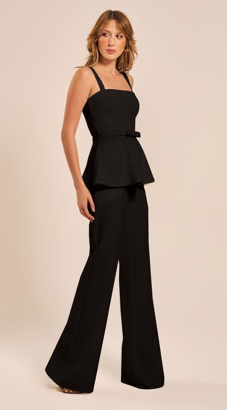 Calça Flare com Nervura Preto - LENITA
