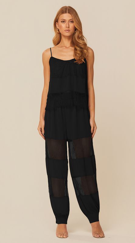 Calça Cintura Alta com Renda Preto - LENITA