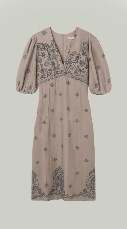 Vestido Decote V Linho Bordado - LENITA