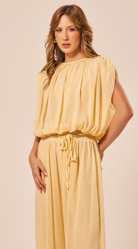 Blusa Balonê sem Mangas Amarelo Claro - LENITA