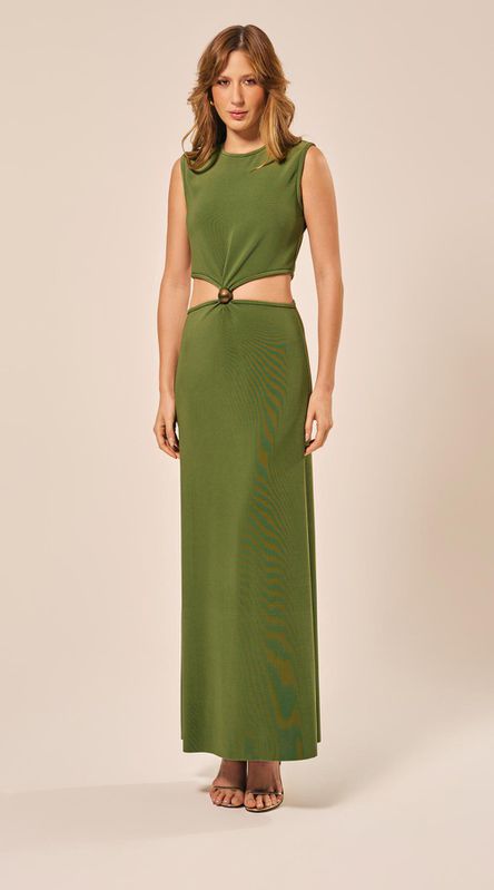 Vestido Longo em Malha Verde - LENITA