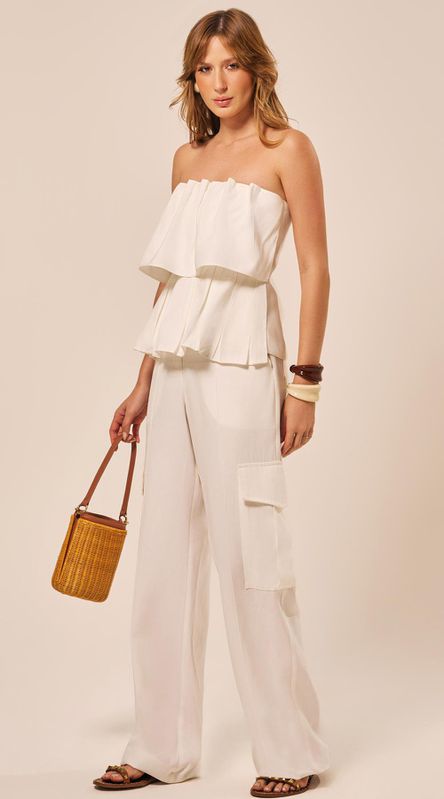 Calça Cargo Cintura Alta Off - LENITA