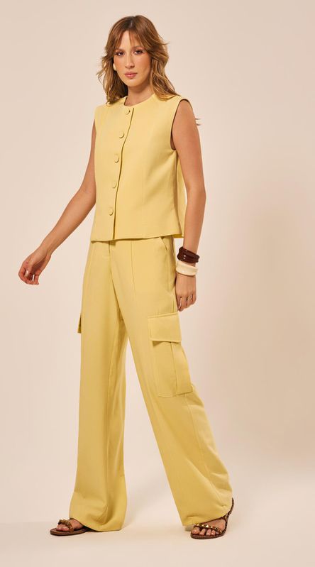 Calça Cargo Cintura Alta Amarelo - LENITA