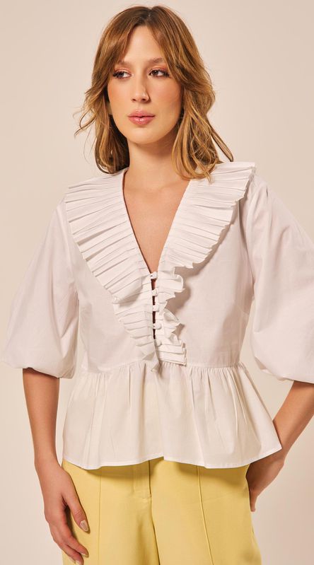 Blusa Manga Balonê Branco - LENITA