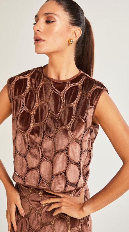 Blusa Cropped Veludo - LENITA
