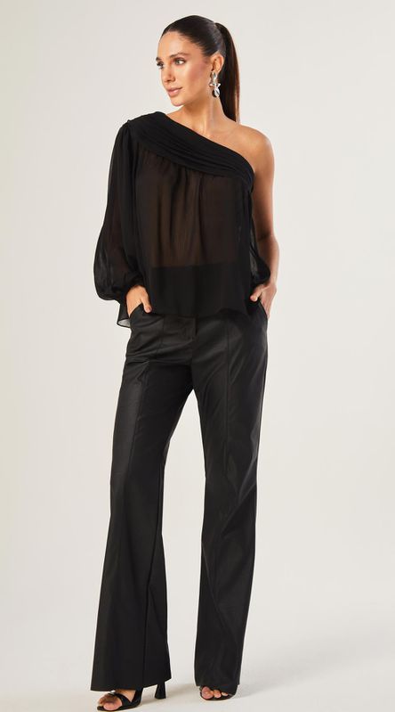 Calça Flare Couro Preto - LENITA