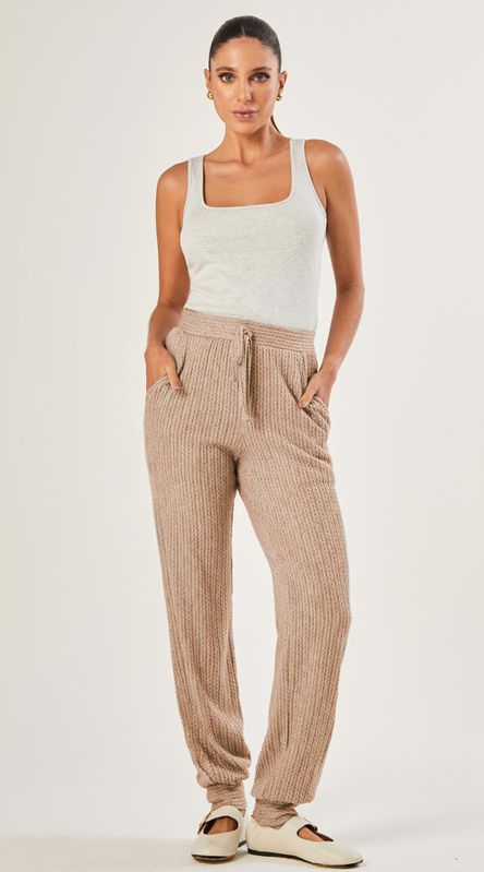 Calça Jogger Cintura Alta Bege - LENITA