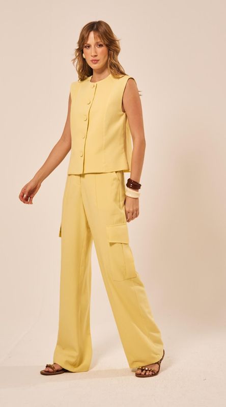 Calça Cargo Cintura Alta Amarelo - LENITA